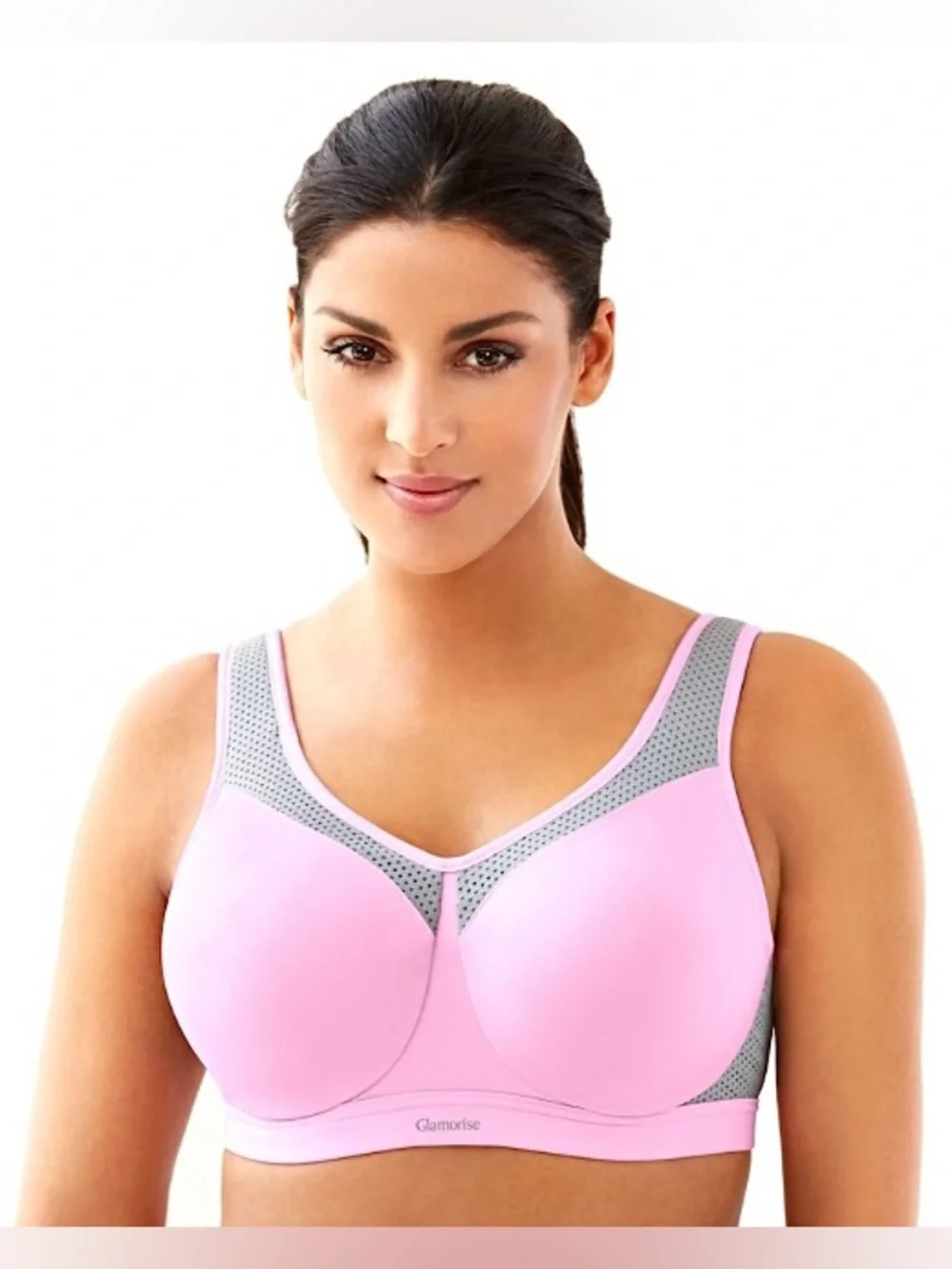 •Glamorise 40E Pink/Gray Elite Performance Underwire Sport Bra! NEW!